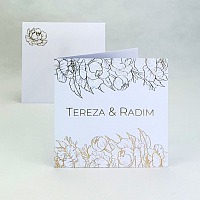 Svadobné oznámenie so zlatou razbou kvetín