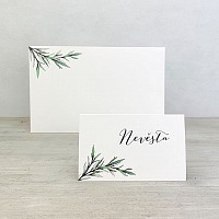 Svadobná menovka s vetvičkou rozmarínu
