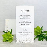 Svadobné menu so zlatými kvety