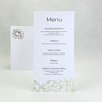Svadobné menu so zlatou razbou kvetín