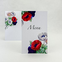 Svadobné menu s farebnými kvetmi sasaniek