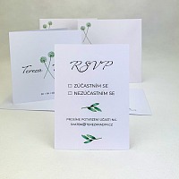 Svadobná kartička s lístočkami