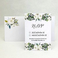 Svadobná kartička s bielymi ružami