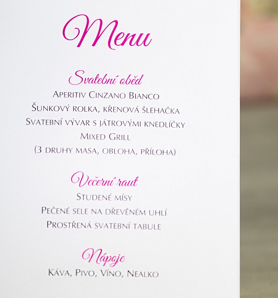 Svadobné menu - M2089A