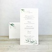 Svadobné menu s vetvičkou eukalyptu