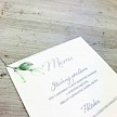 Svadobné menu s vetvičkou eukalyptu