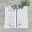 Svadobné menu s vetvičkou eukalyptu