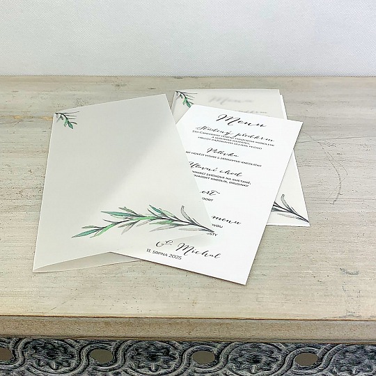 Svadobné menu z pauzovacieho papiera