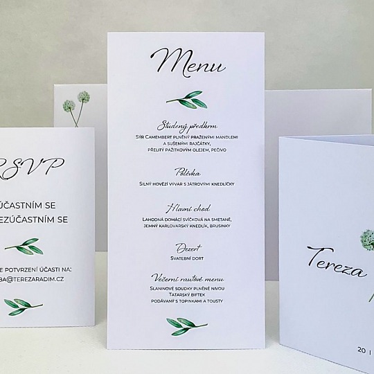 Svadobné menu s lístočkami