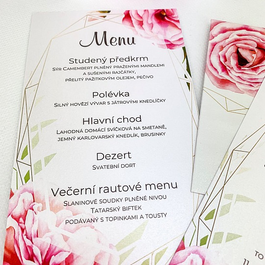 Svadobné menu s ružou