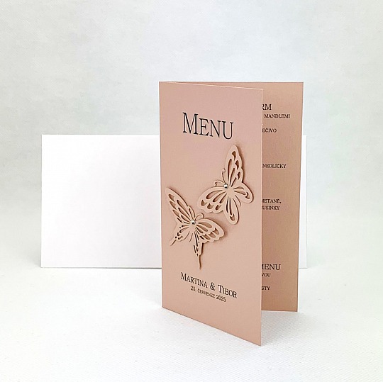 Svadobné menu s motýlikmi