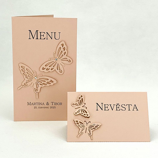 Svadobné menu s motýlikmi