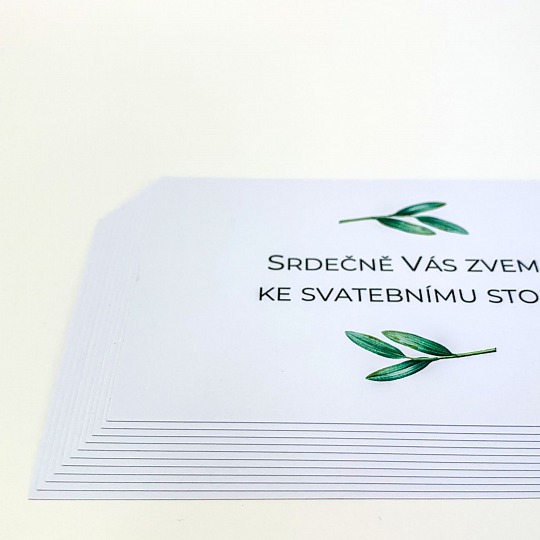 Svadobná pozvánka s lístočkami